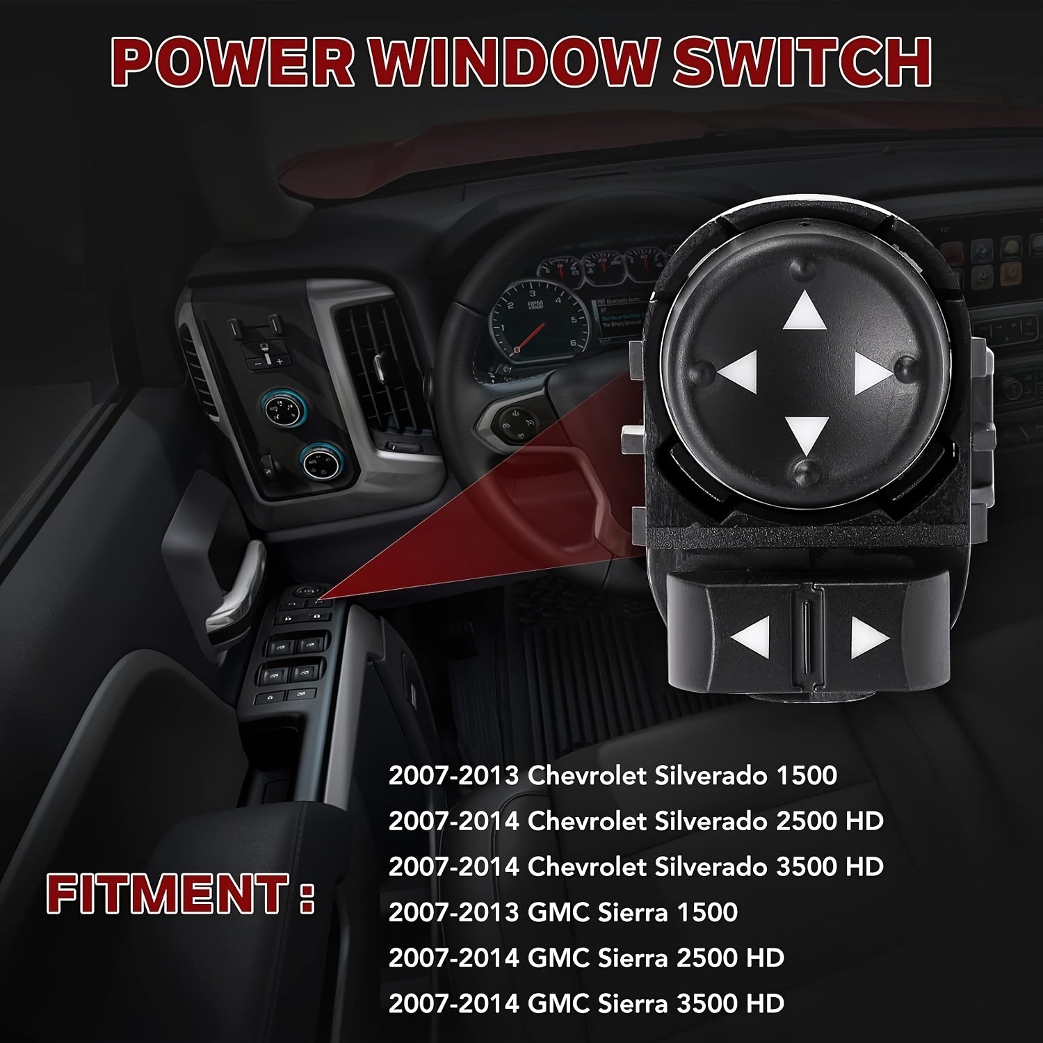 Silverado Sierra 1500 2500 3500 HD uchun orqa ko‘rish oyna o‘tkazgichi, 9 pin, batareyasiz