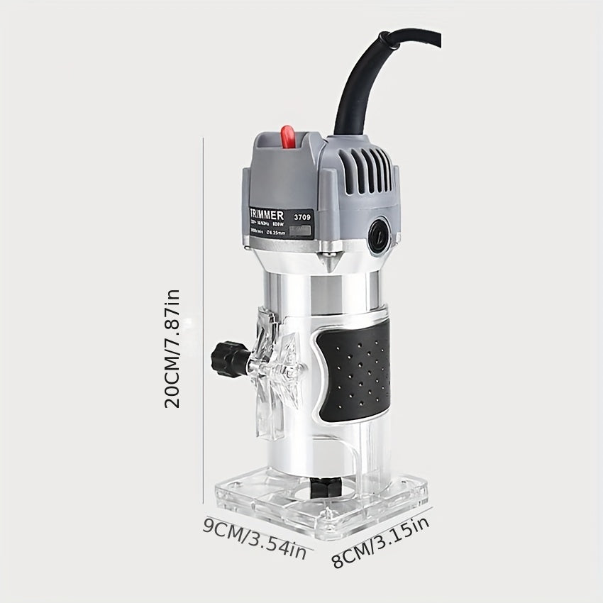 Elektr yog'och ishlov berish asboblari to'plami, ulanish quvvati bilan birga, elektr burg'ulash pressi, o'yma mashinasi, oson nazorat qilish uchun shaffof dizaynni o'z ichiga oladi.