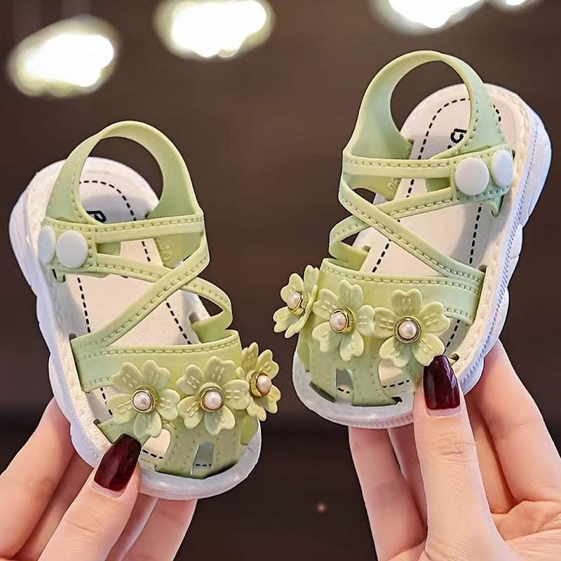 Girls Summer PVC Sandals with Anti-Slip Soft Sole Adjustable Buckle Toddler Infant