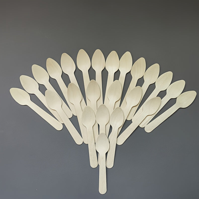 Mini cucharas de degustación de madera 10.92cm punta puntiaguda aptas para alimentos para postres y helados