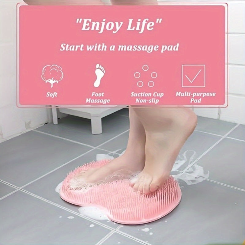 Silicone Shower Mat Bathtub Foot Back Scrubber Wall-Mounted Exfoliating Tool