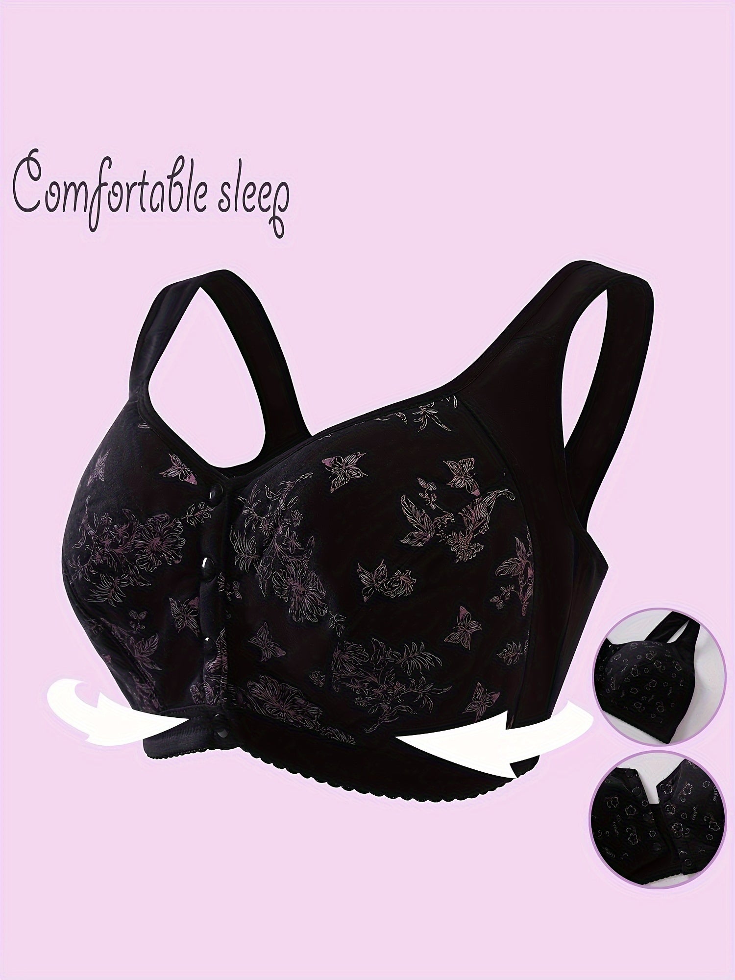 Women's Plus Size Floral Print Bras Seamless Front Closure Supportive