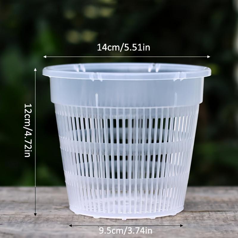 Set of 5 Transparent Plastic Orchid Pots with Drainage Holes and Slotted Design for Indoor and Outdoor Use