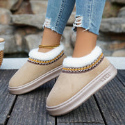 Women Cozy Fleece Lined Slippers Warm Brown Indoor Slip-Ons