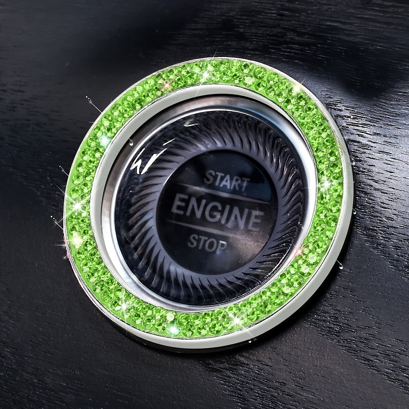 Women Sparkling Car Engine Start Ring Decal Key Ignition Cover Interior Accessories