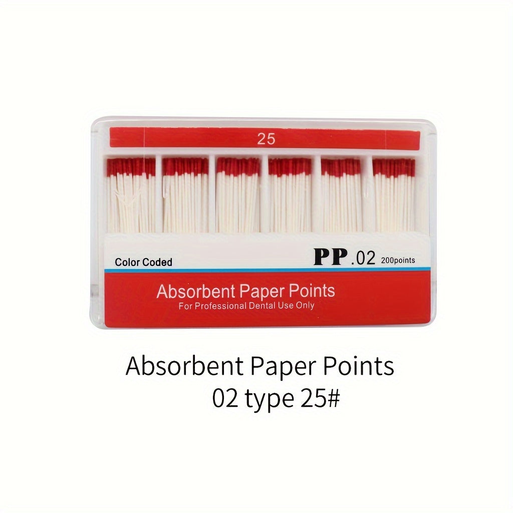 Absorbent Paper Points Set of 200 for Taper 02 Sizes 15 20 25 30 40