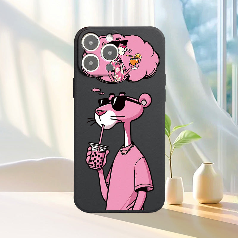 Pink Panther Silicone Phone Case for All iPhone Models Couples Protective Cover