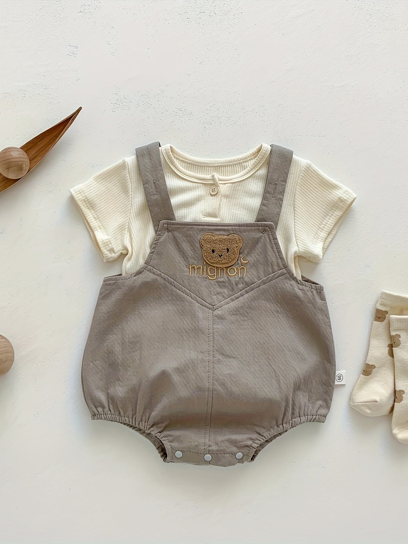 Baby Boys Summer Korean Style Short Sleeve Diaper Cover Two-Piece Set Cotton Solid