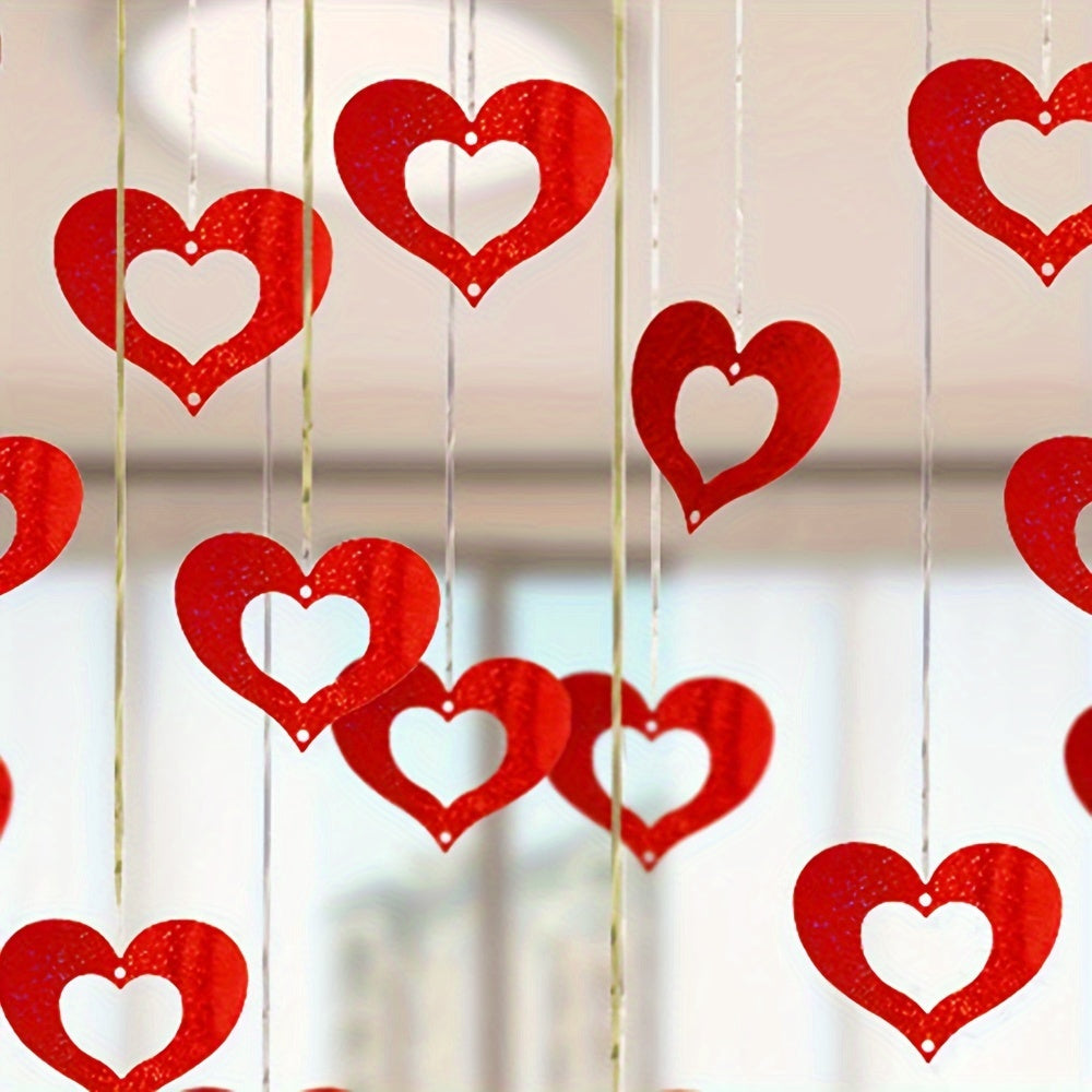 70pcs Heart and Star Sequin Hanging Decorations for Weddings and Birthdays