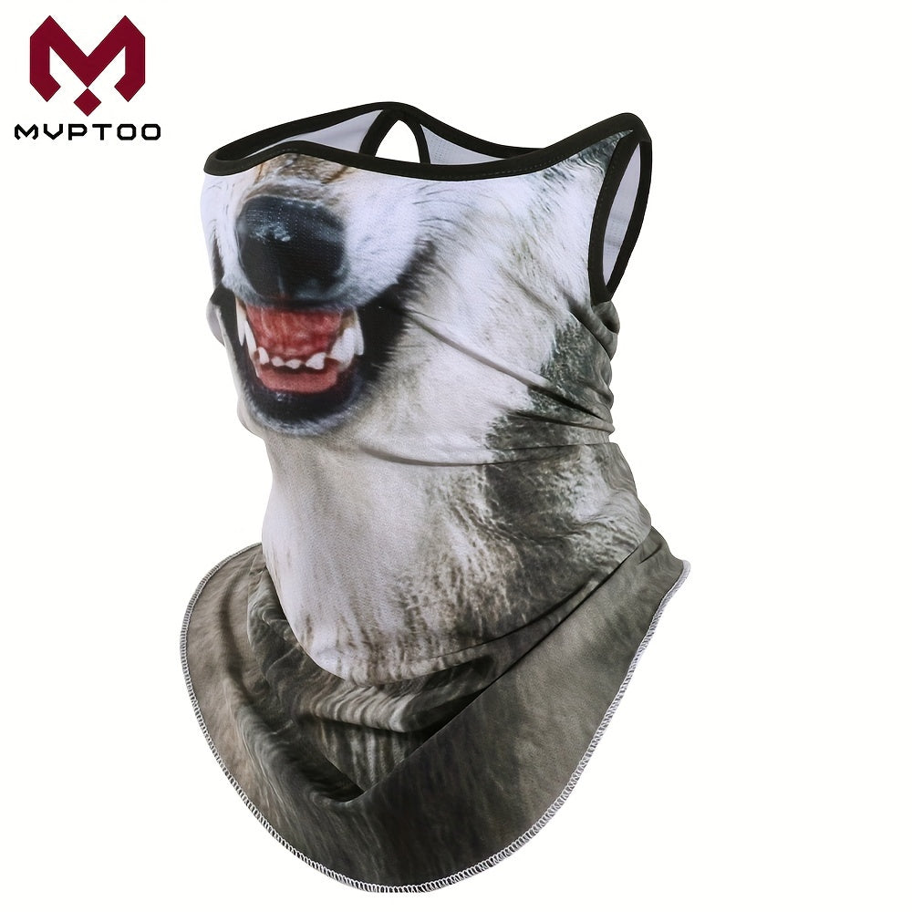 3D Printed Animal Print Scarf with Ear Loops, Versatile Face Mask for Cycling Outdoor Activities