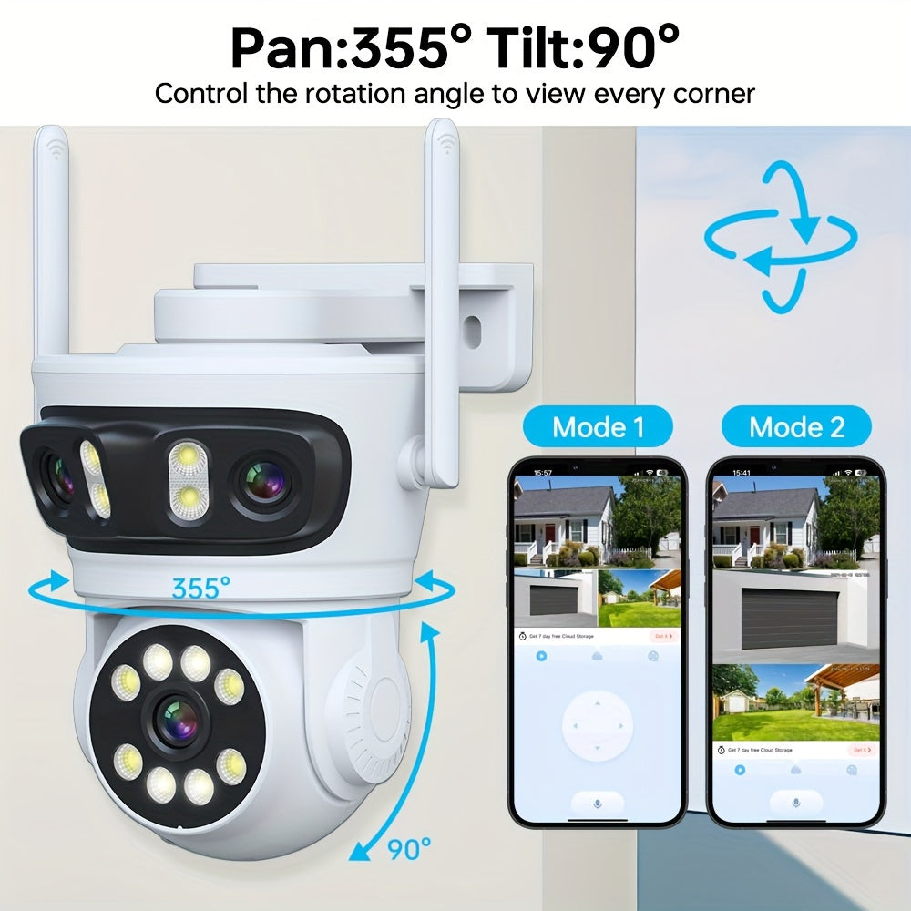 Wireless Security Camera with 360° Pan/Tilt AI Human Detection Night Vision