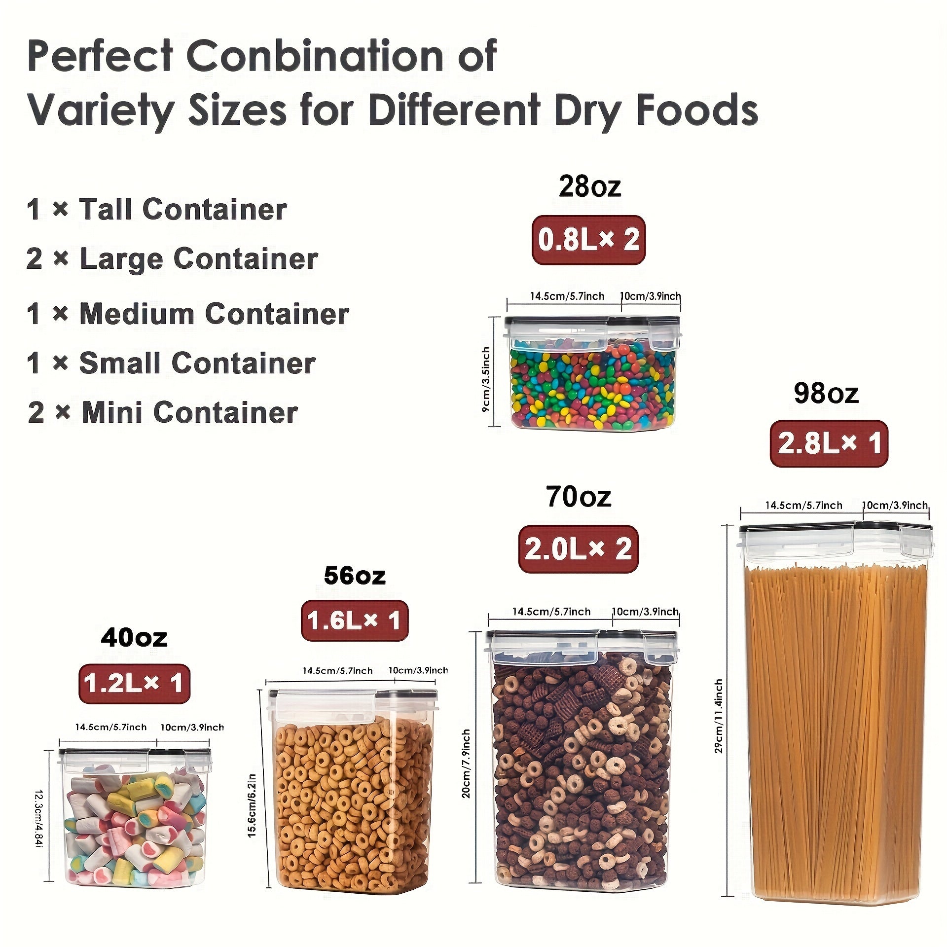 7 Piece BPA-Free Food Storage Container Set with Airtight Lids and Labels