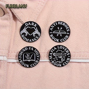 Черно-белая круглая медальонная эмалированная нашивка из сплава для рюкзаков и одежды 1/4 шт.