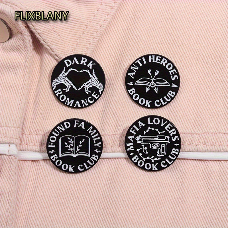 Insignia circular de aleación en blanco y negro para mochila, accesorios de ropa 1/4 piezas