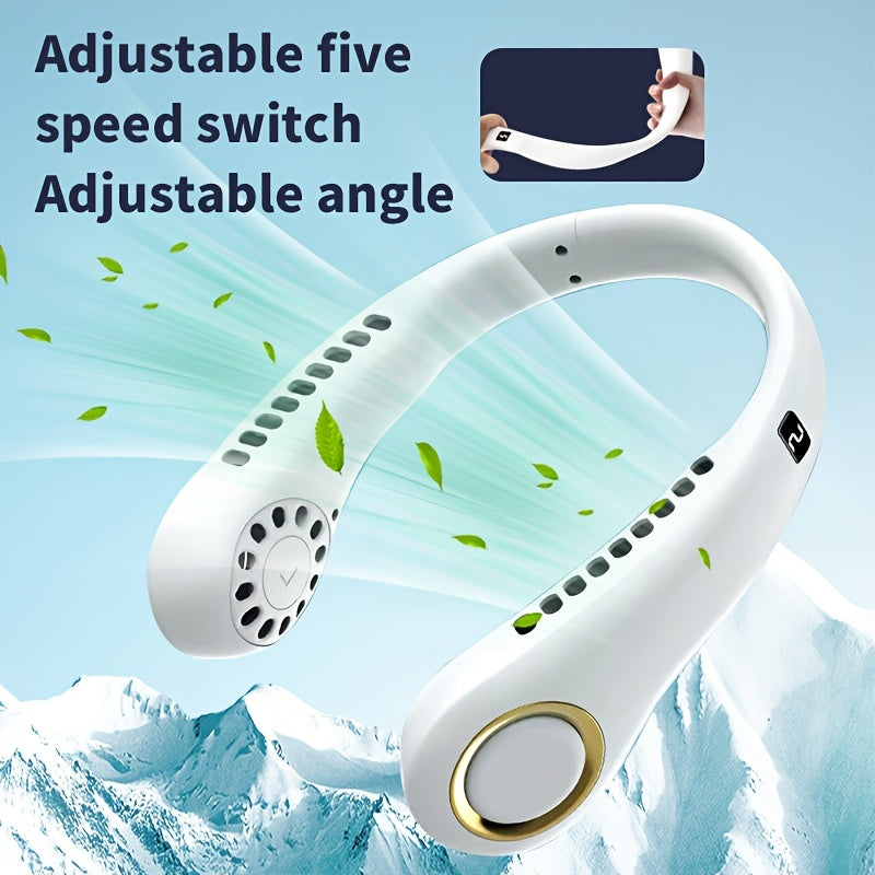 Portable Neck Fan with Ice-Cool Technology, Quiet Turbo Motor, USB Rechargeable for Indoor Outdoor Use