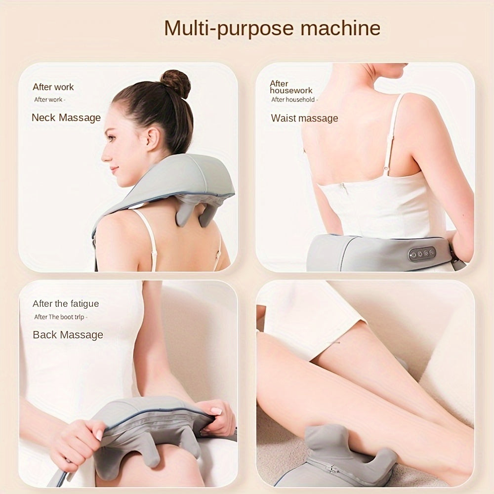 USB Rechargeable Neck and Shoulder Massager with Kneading and Clamping Functions