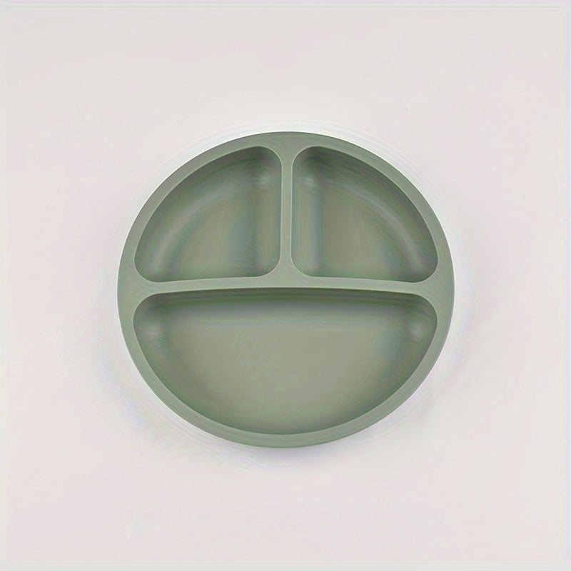 Three-Compartment Silicone Dinner Plate Soft Durable High-Temperature Resistant for Training