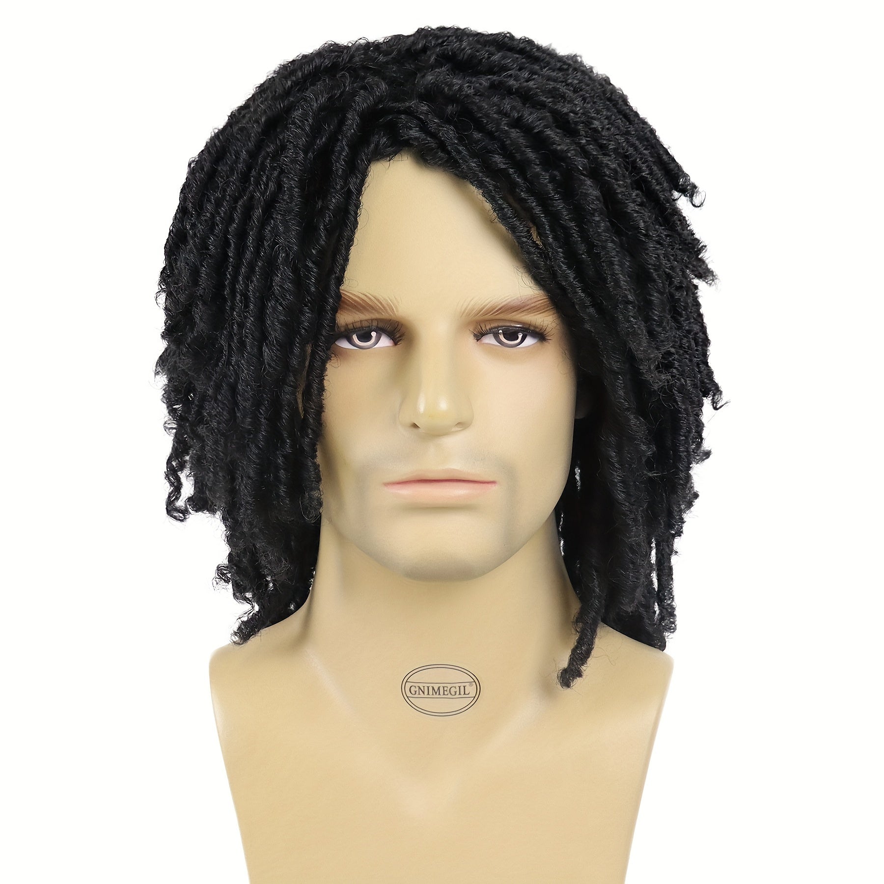 Stylish Ombre Brown Afro Bob Wig for Men Synthetic Dreadlocks Heat Resistant