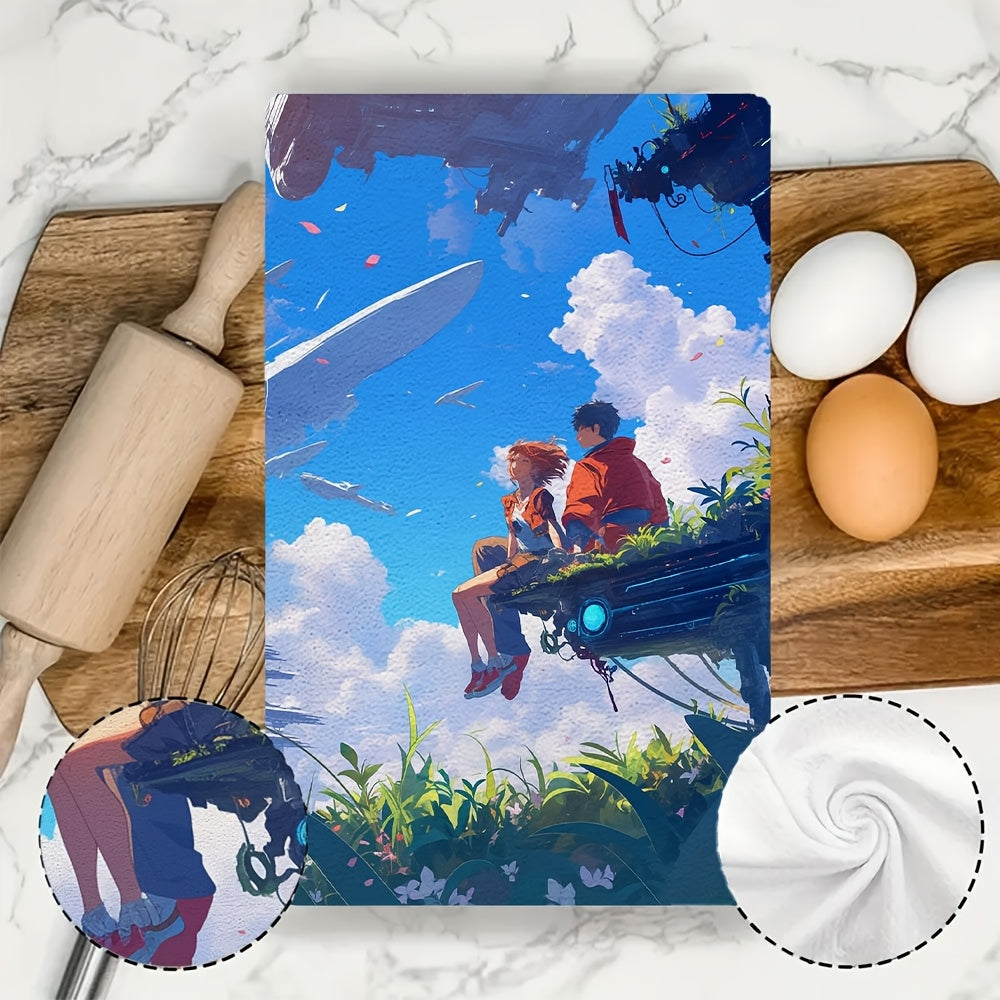 Набор из 2 мягких кухонных полотенец с трогательной цитатой о любви для домашнего декора