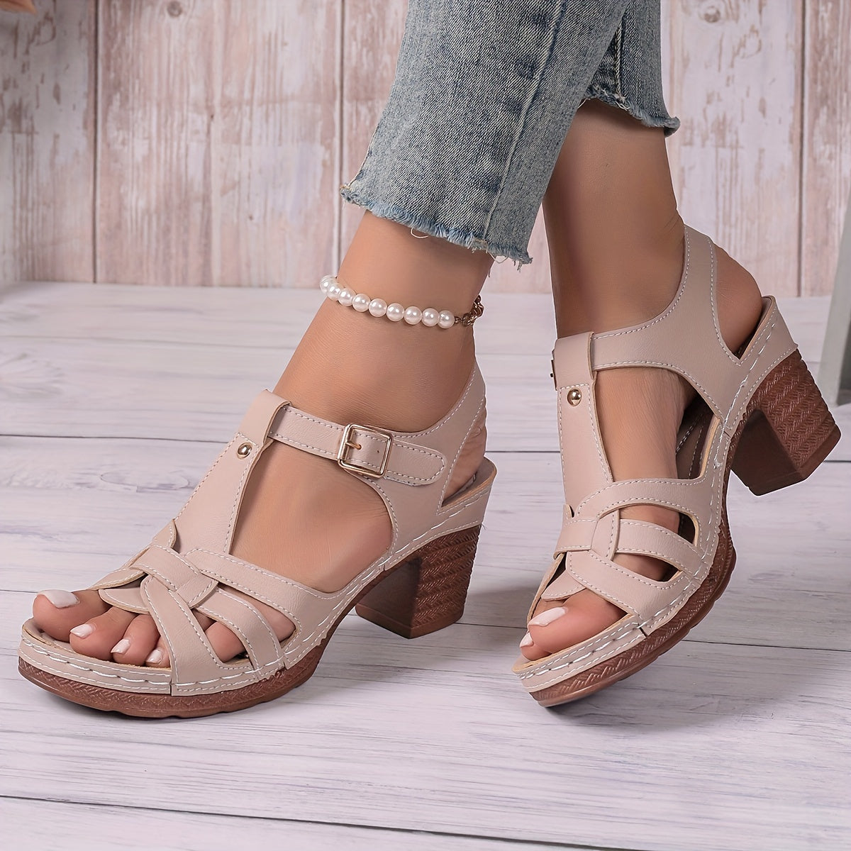 Women's Summer Wedge Sandals Open Toe Faux Cover Platform Heel