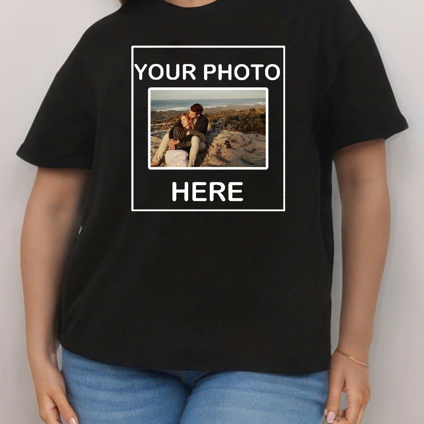 Women's Casual Short Sleeve T-Shirt Personalized Photo Black Polyester Blend
