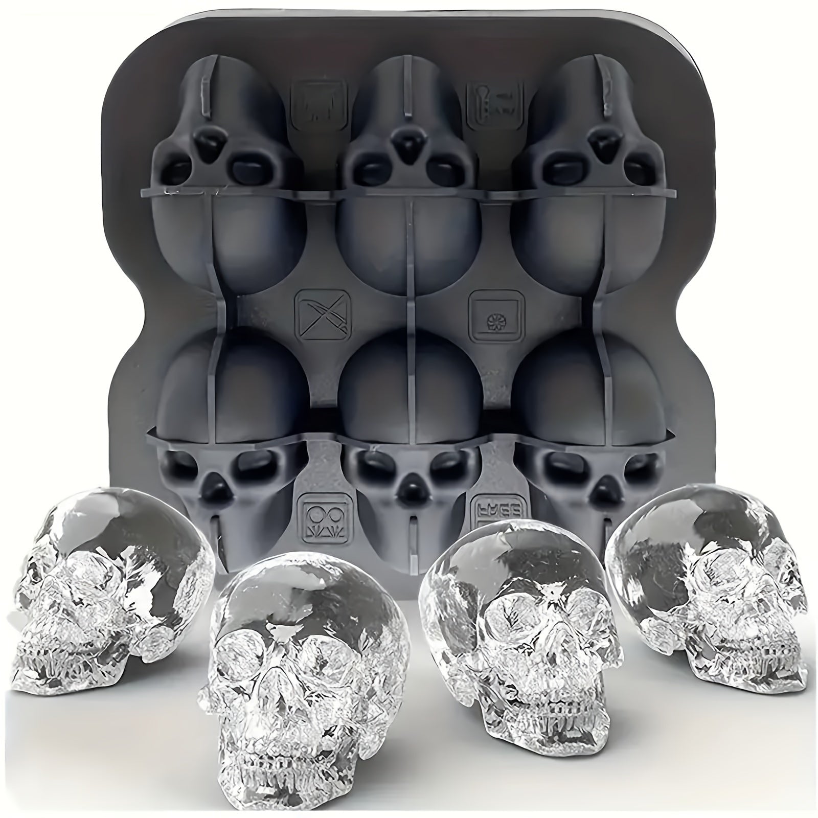 Skull Shaped Silicone Ice Cube Tray for Whiskey Cocktails Chocolate Jello