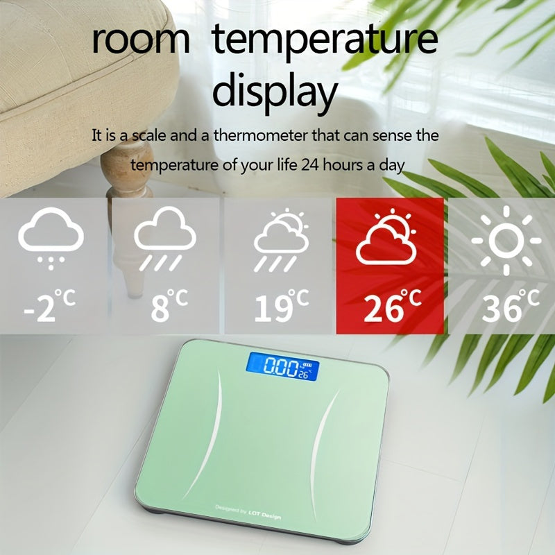 Digital Bathroom Scale with High Precision, Large LCD Display, Space-Saving