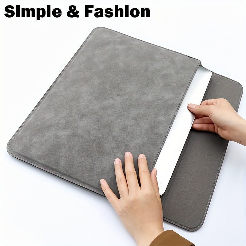 Leather Laptop Sleeve with Stand Water-Resistant for 13.3 and 14.1 Inch Notebooks Green Khaki Dark Grey Light Grey Navy Blue