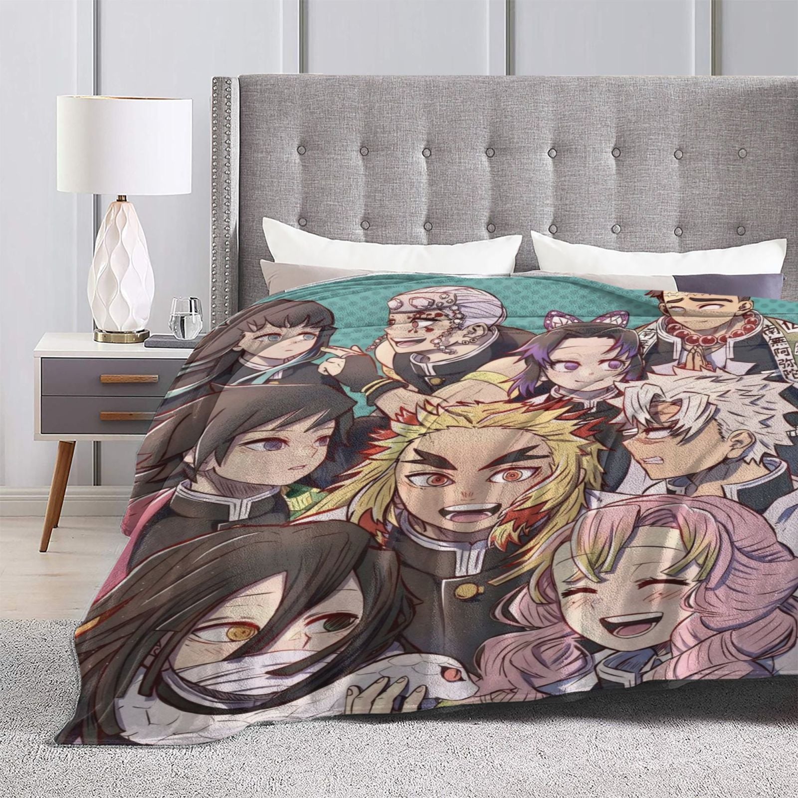 Demon Hunter Flannel Throw Blanket Geometric Pattern All-Season Polyester Knit