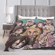 Manta de felpa tipo franela Demon Hunter con patrón geométrico, apta para todas las estaciones, de punto de poliéster