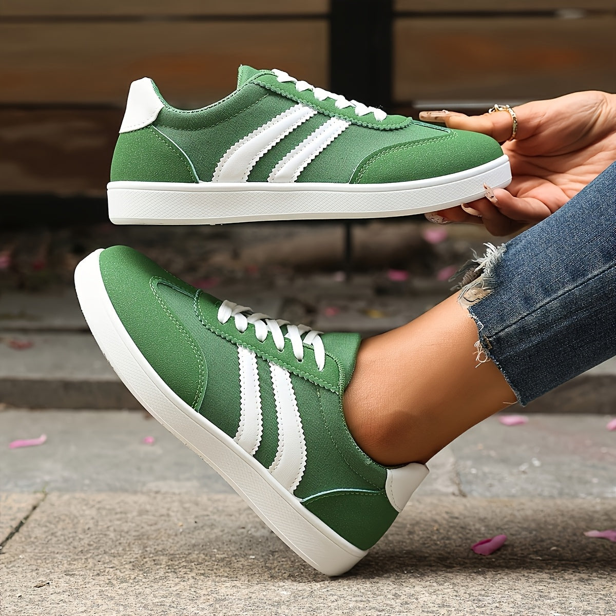 Women'S Lightweight Casual Sneakers – Breathable Orange White Low-Top Lace-Up Skate Shoes