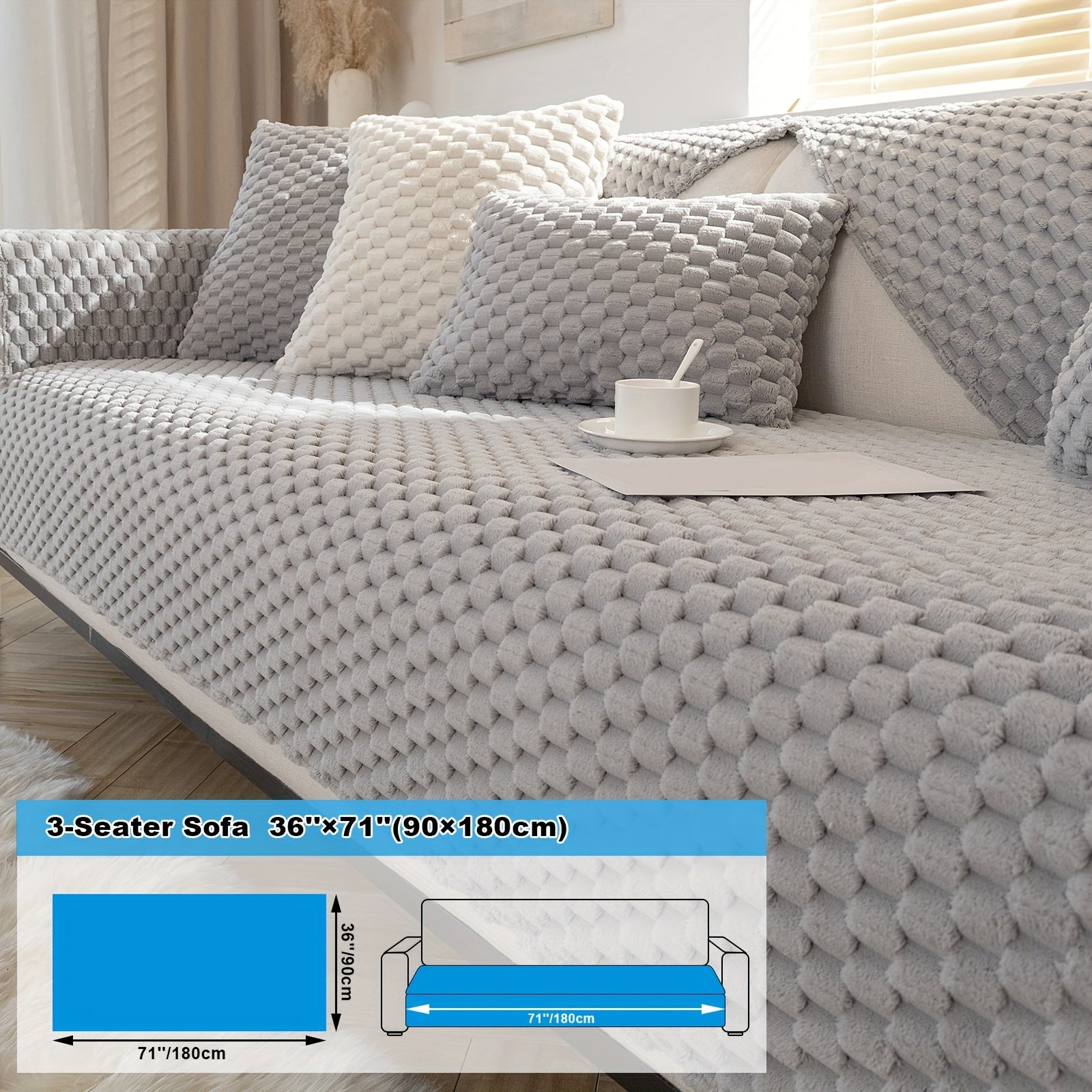 Velvet Sofa Cover Non-Slip Pet-Friendly Thick Furniture Slipcover for Armchairs and Sectionals