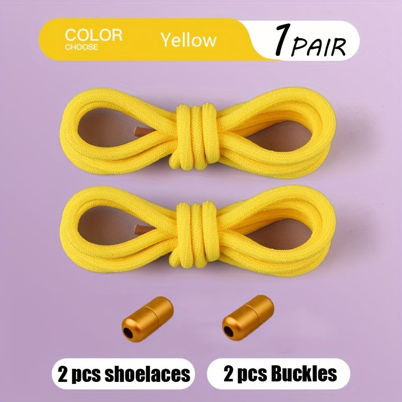 Teenagers Elastic Colorful Shoe Laces with Buckles and No Tie Needed (2 Pairs)