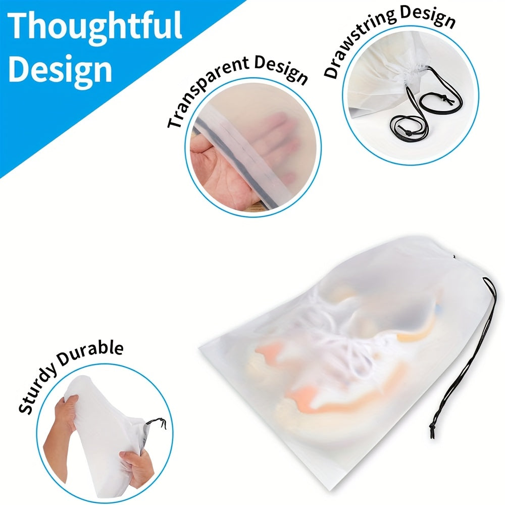 Travel Shoe Bags for Men and Women, Clear, Large, Drawstring Storage, 39.88cm x 29.97cm