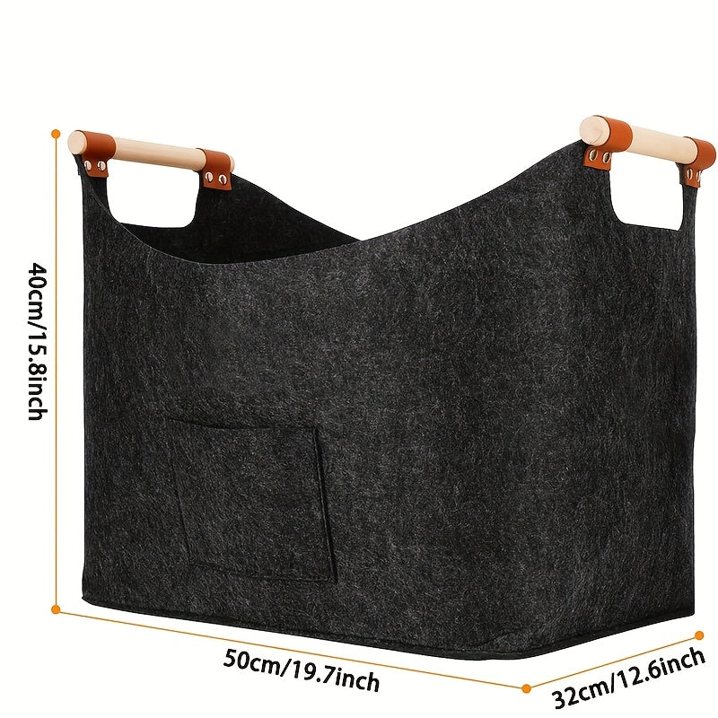 Extra Large Felt Firewood Basket Foldable Storage Bag with Reinforced Handles