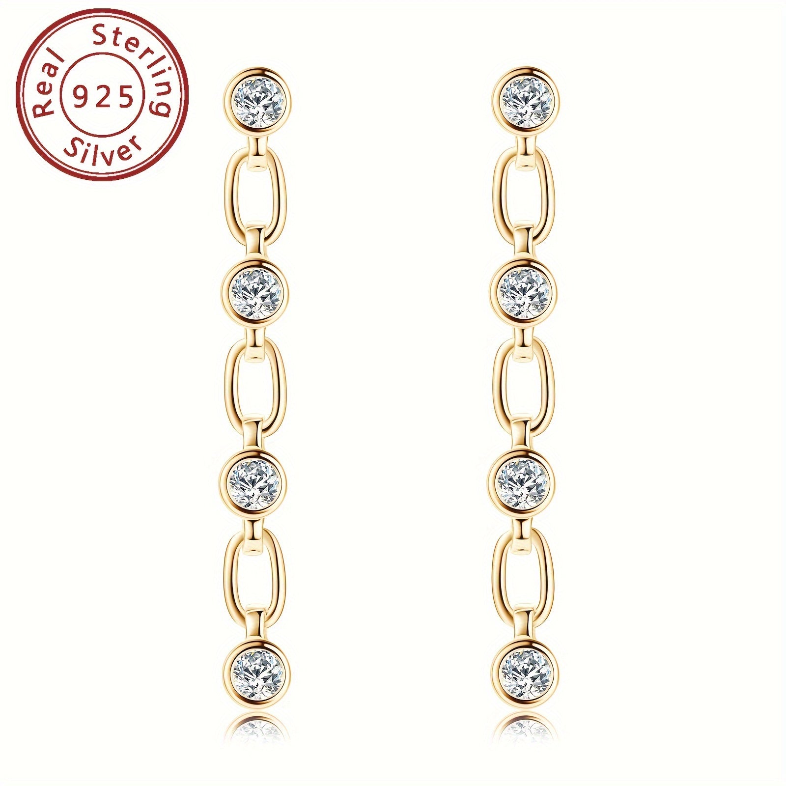 Sterling Silver Drape Earrings with 3mm Moissanite Stones for Women