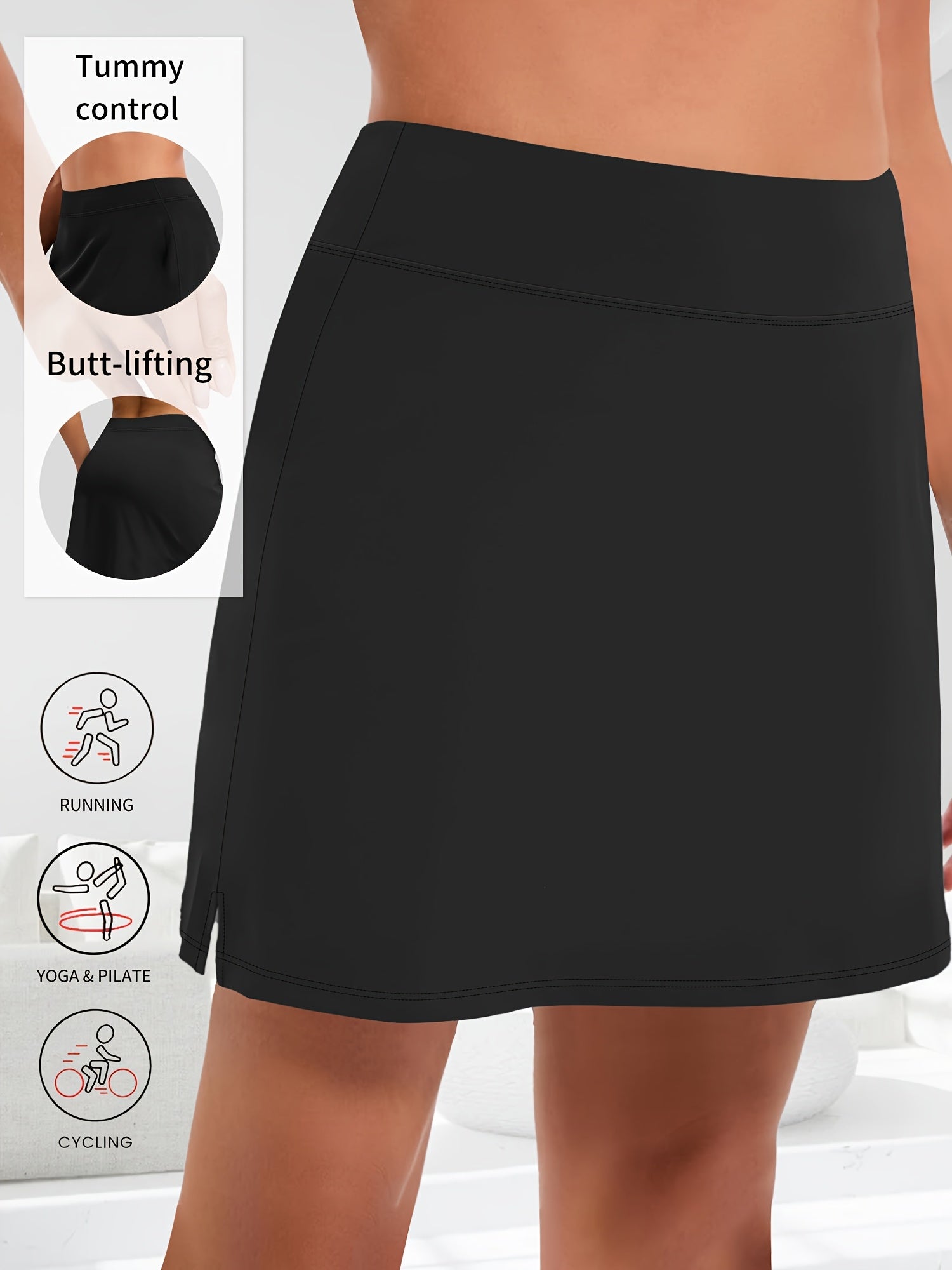 Plus Size High-Waisted A-Line Skirt Shorts with Side Slit Workout-Ready