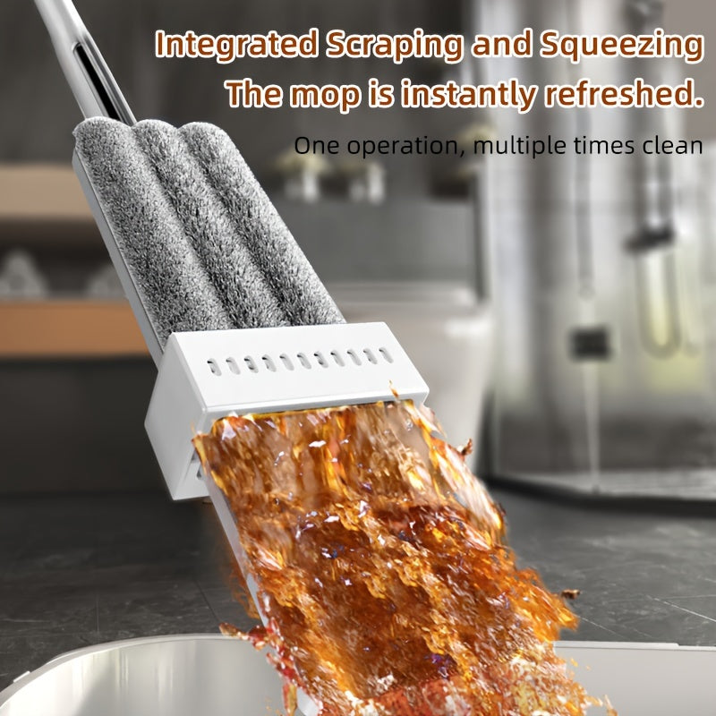 Stainless Steel Flat Mop Set with Long Handle for Multi-Surface Floor Cleaning