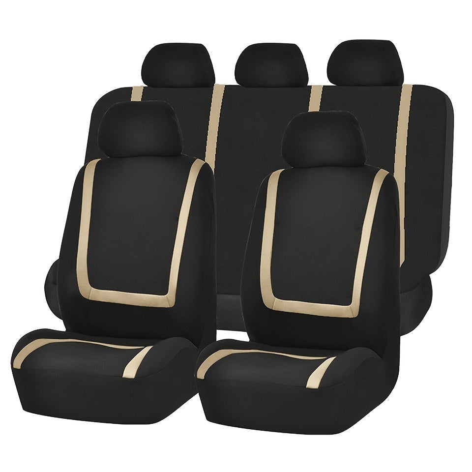9PCS Car Seat Cover U-Shaped Strips Set Universal Fit Durable Fabric