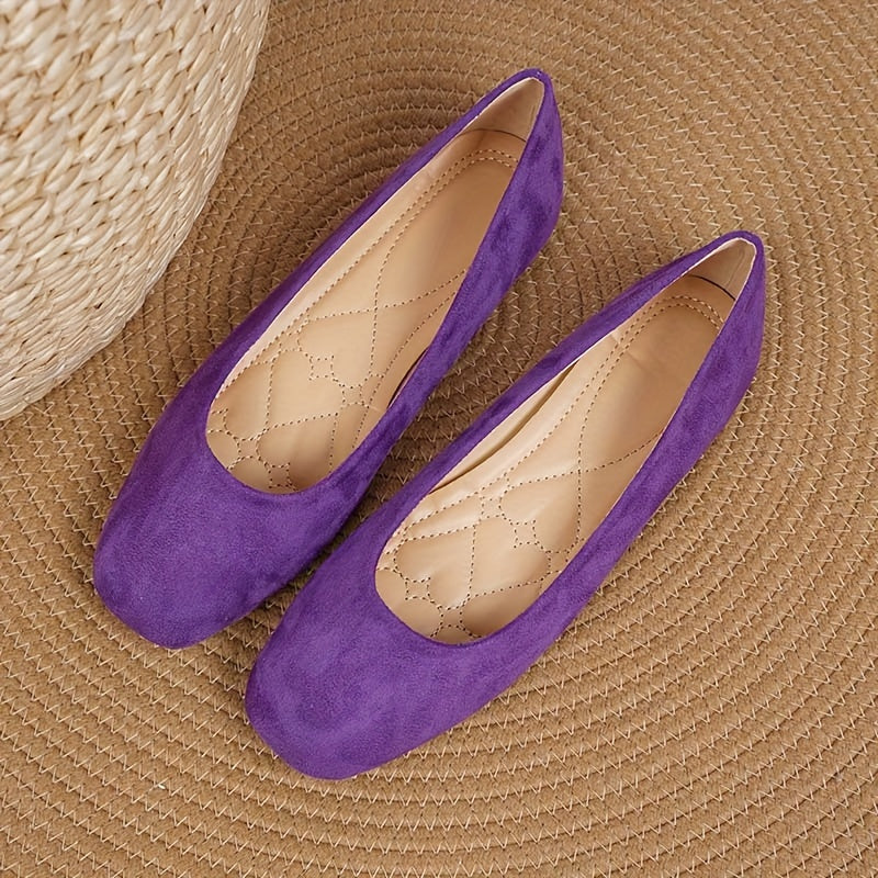 Zapatos planos de punta cuadrada para mujer, transpirables y sin cordones, comodidad para todas las estaciones