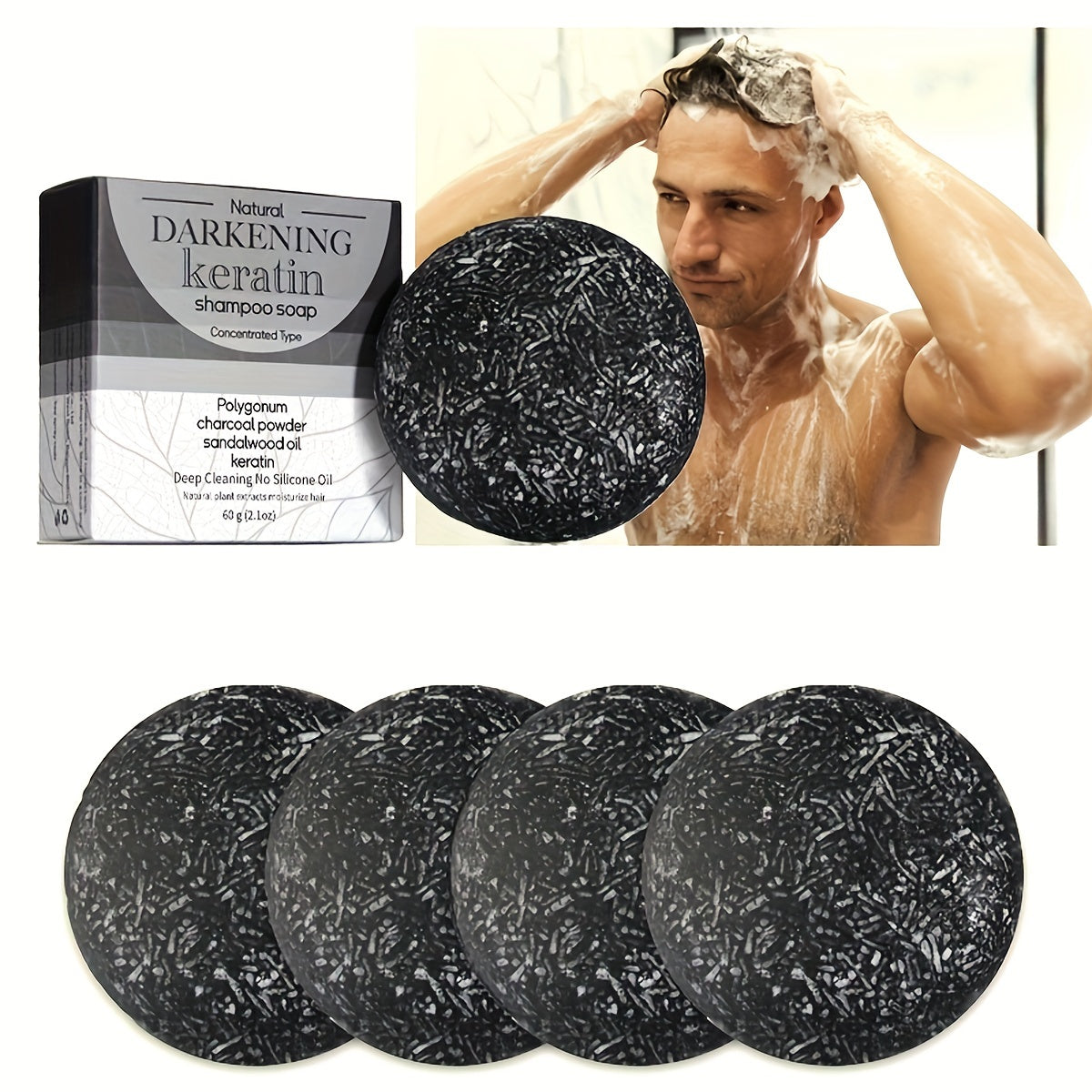 Unisex Black Soap with Egg White and Polygonum Multiflorum for Oily Skin