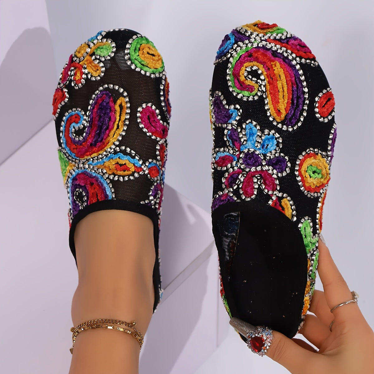 Women's Breathable Lightweight Slip-On Flats, Comfortable Versatile Shoes