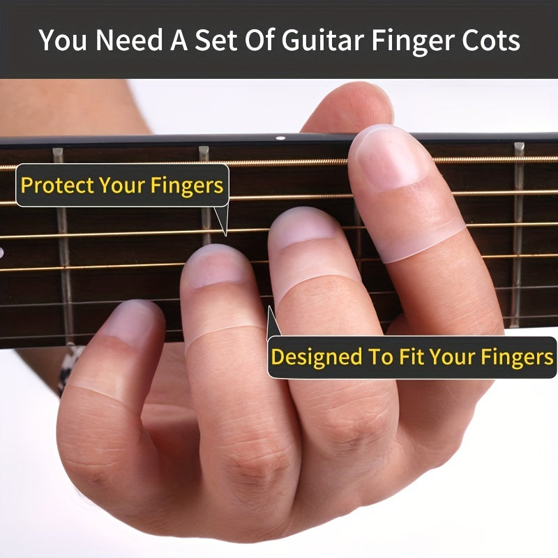 Protectores de dedos de silicona para guitarra blancos, antideslizantes, set de 4