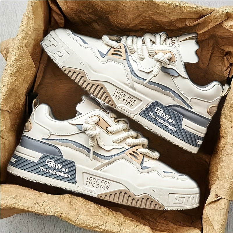 Men's All-Season Urban Chic Lace-Up Skate Shoes Non-Slip Rubber Sole