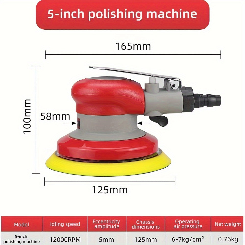 Pneumatic Orbital Sander 5/6 Inch Dual Action Air Polisher 12000RPM