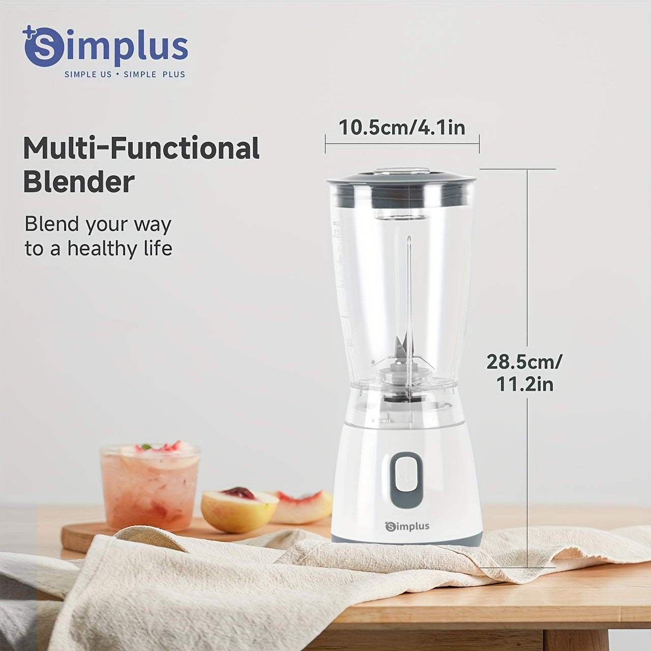 600ml Plastic Blender with Auto Clean Non-Slip Base Push Button 220V