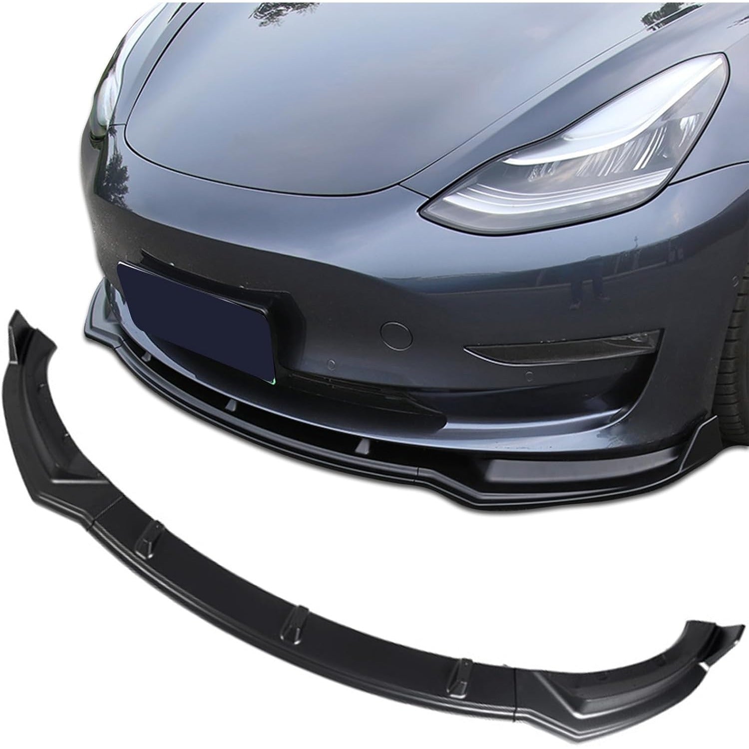 Front Bumper Lip Splitter Spoiler for Model Y Matte Black Compatible 2017-2024