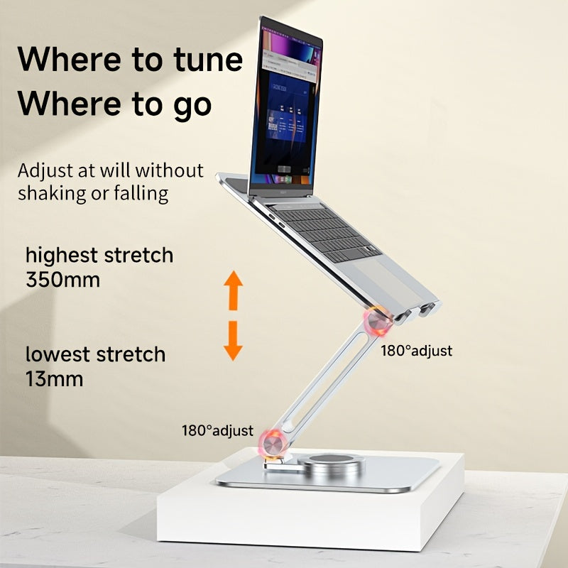 Aluminum Laptop Stand with 360° Rotating Base Ergonomic Adjustable Non-Slip