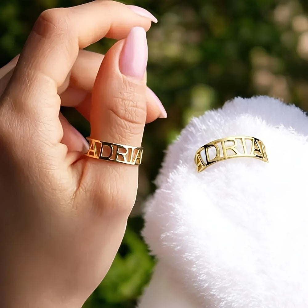 Stainless Steel Hollow Ring for Women or Men Simple Wedding Band Valentine's Day Gift