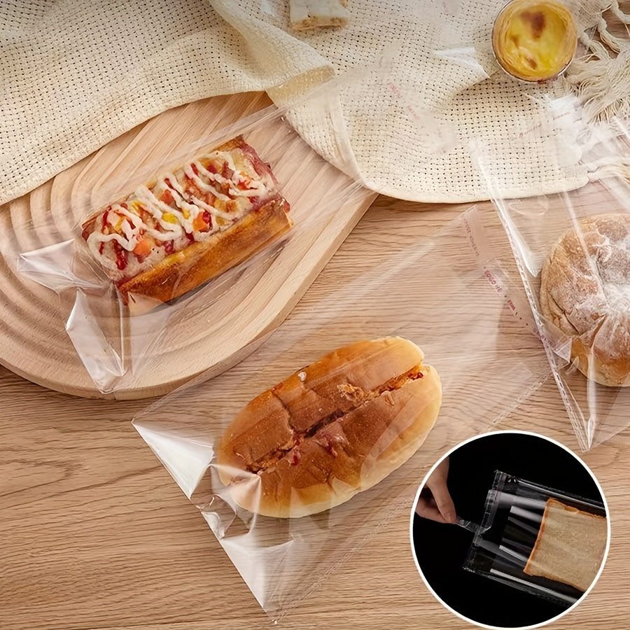 Juego de 100 bolsas transparentes OPP para panes, pasteles, galletas y postres